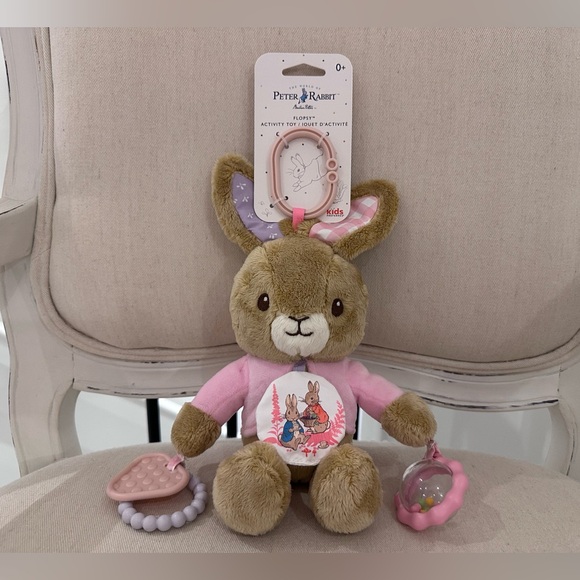 NWT Peter Rabbit Pink Flopsy Plush Lovey Activity Toy Rattle Teether Mirror - Picture 7 of 9
